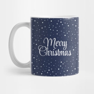 Merry Christmas star pattern. Minimalistic Christmas pattern. Silent night pattern. Christmas starry snowflakes in minimalist style. Mug